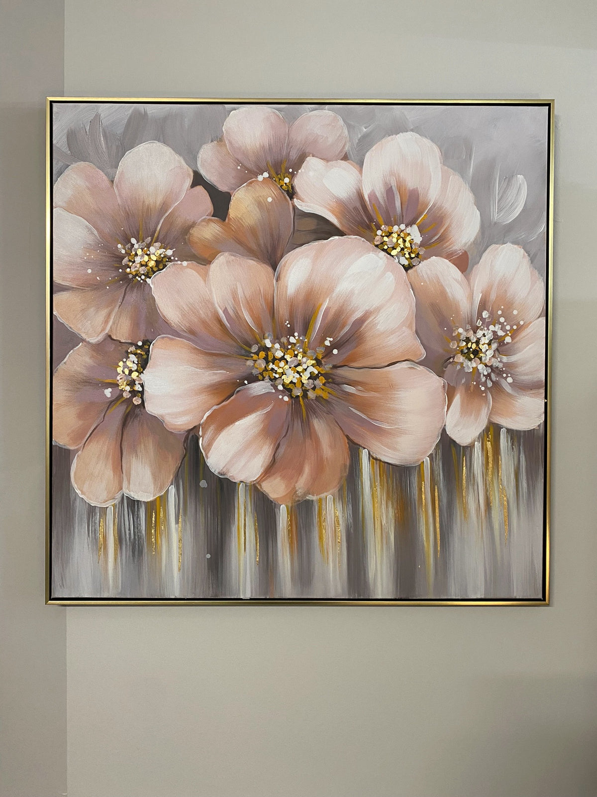 GOLD FLOWER FRAMED WALL ART