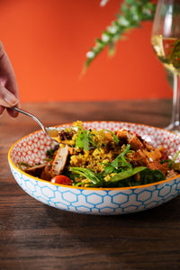 MIKASA GEOMETRIC BLUE PASTA BOWL
