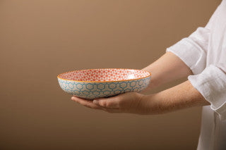 MIKASA GEOMETRIC BLUE PASTA BOWL