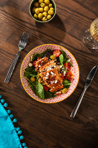 MIKASA GEOMETRIC BLUE PASTA BOWL