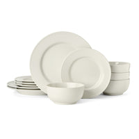 MIKASA CRANBORNE 12 PIECE STONEWARE DINNER SET - CREAM