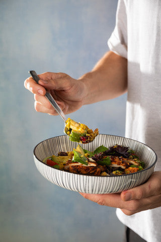 MIKASA BLACK STRIPE PASTA BOWL