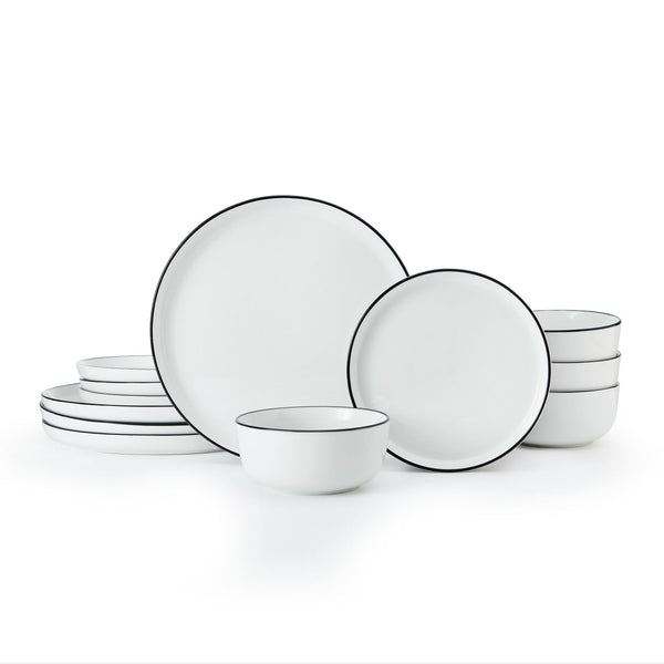 MIKASA LIMESTONE PORCELAIN 12 PIECE DINNER SET - WHITE