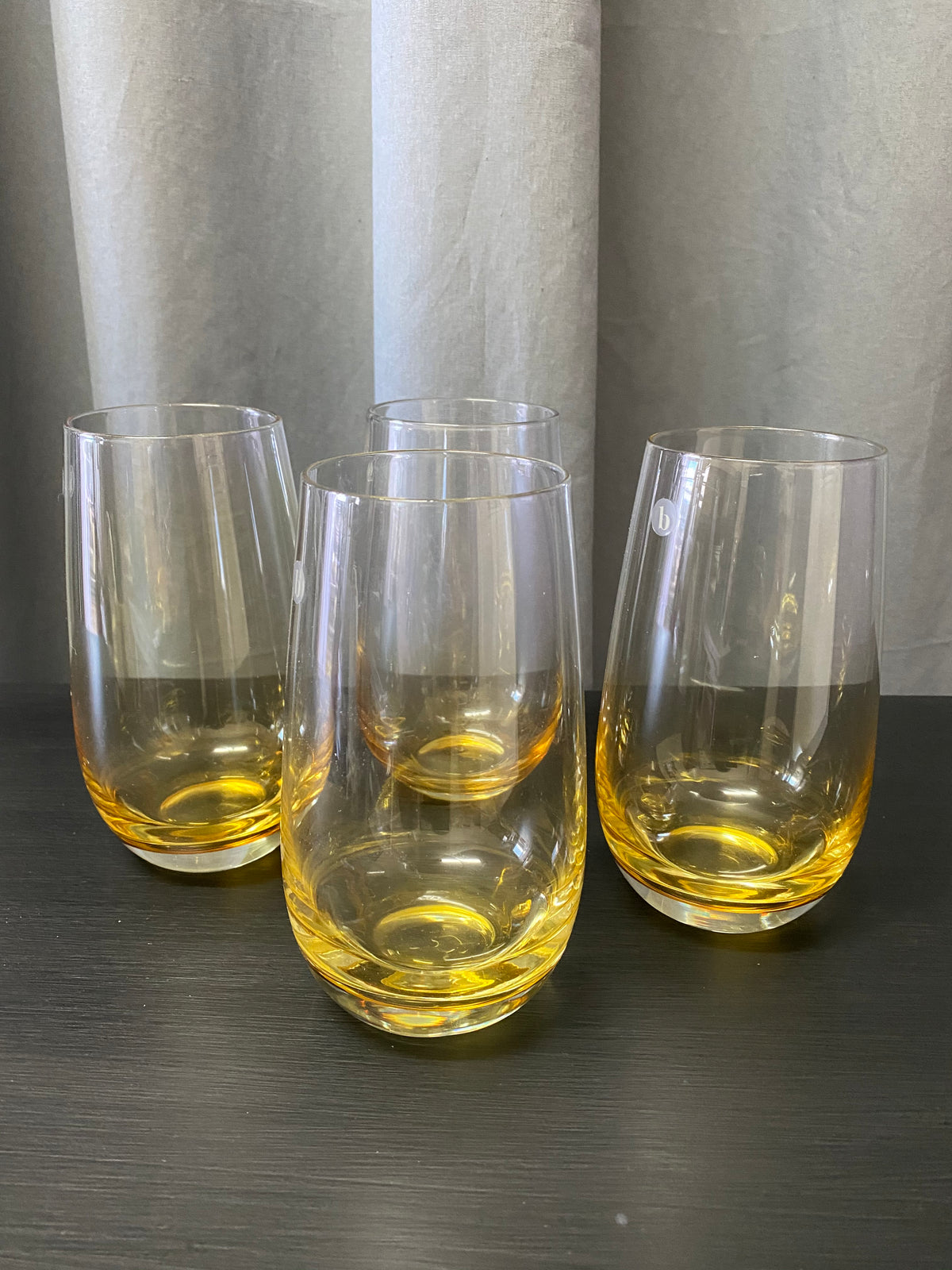 MOUTH BLOWN BROSTE GLASSES - AMBER