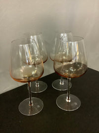 MOUTH BLOWN BROSTE GLASSES - AMBER