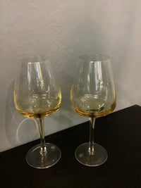 MOUTH BLOWN BROSTE GLASSES - AMBER